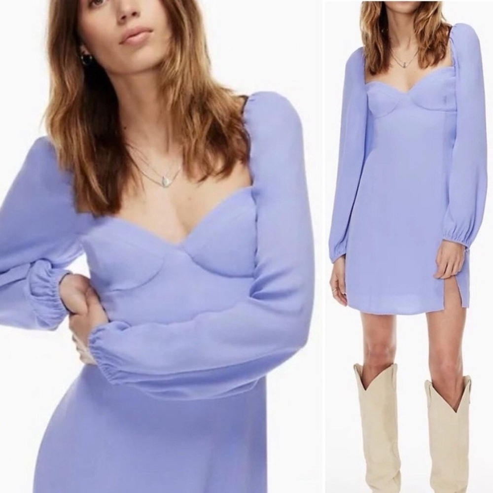 Aritzia Wilfred Light Purple Long Sleeve Cottage Dress Size 4